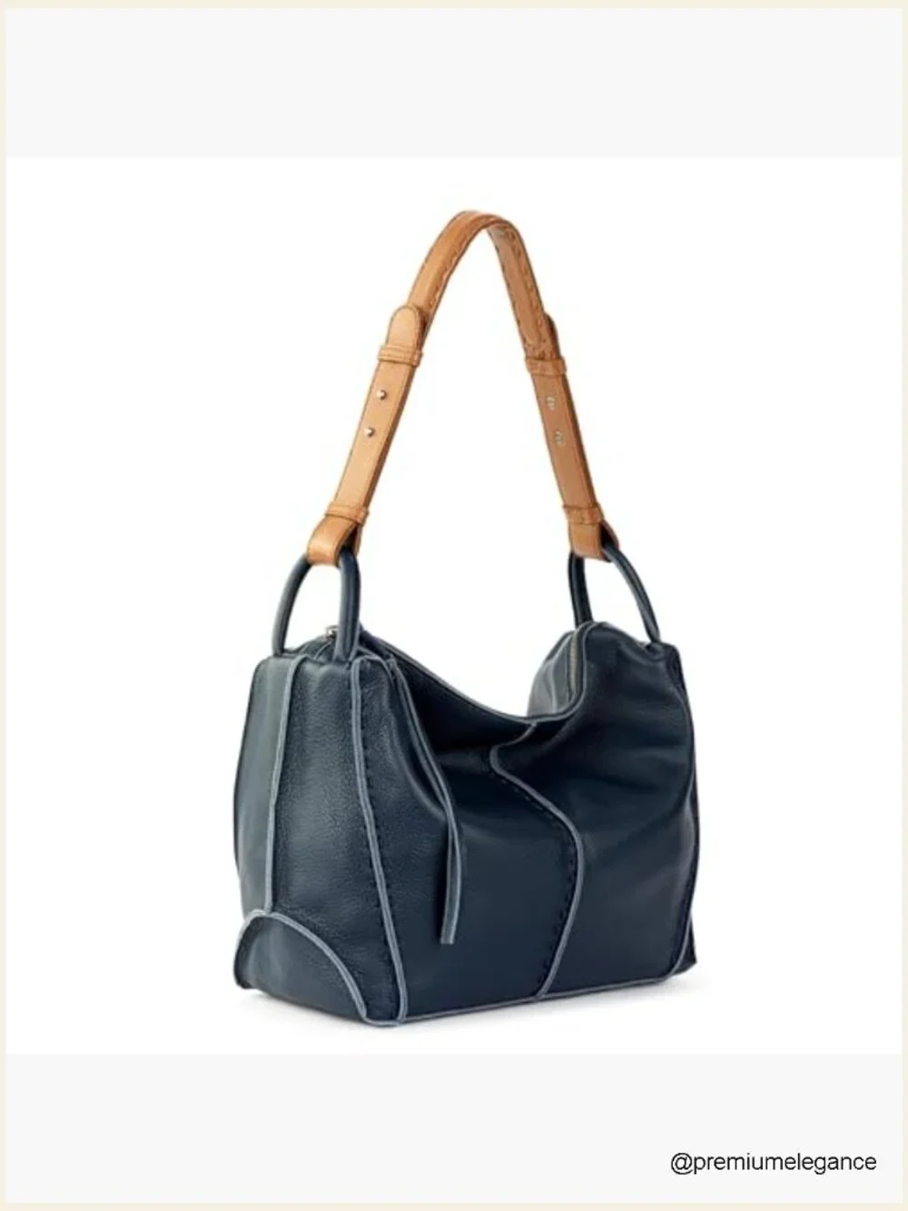 Large Leather Hobo Purse with Zipper Pocket - Everyday & Travel Bag